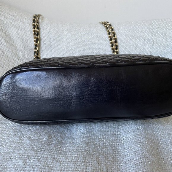 Bally Quilted Lambskin Soft Leather Chain Bag Dark Brown Vintage Handbag - Picture 3 of 5